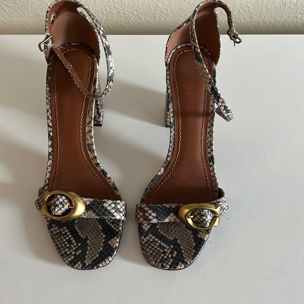 Coach Block Snakeskin Sandal Heel sz 8.5